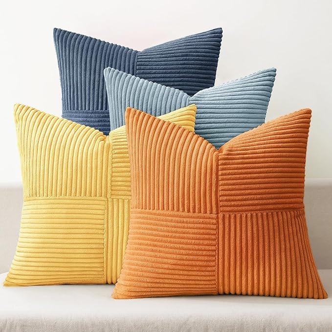 MIULEE Summer Yellow Blue Decorative Throw Pillow Covers 20x20 Inch Set of 4