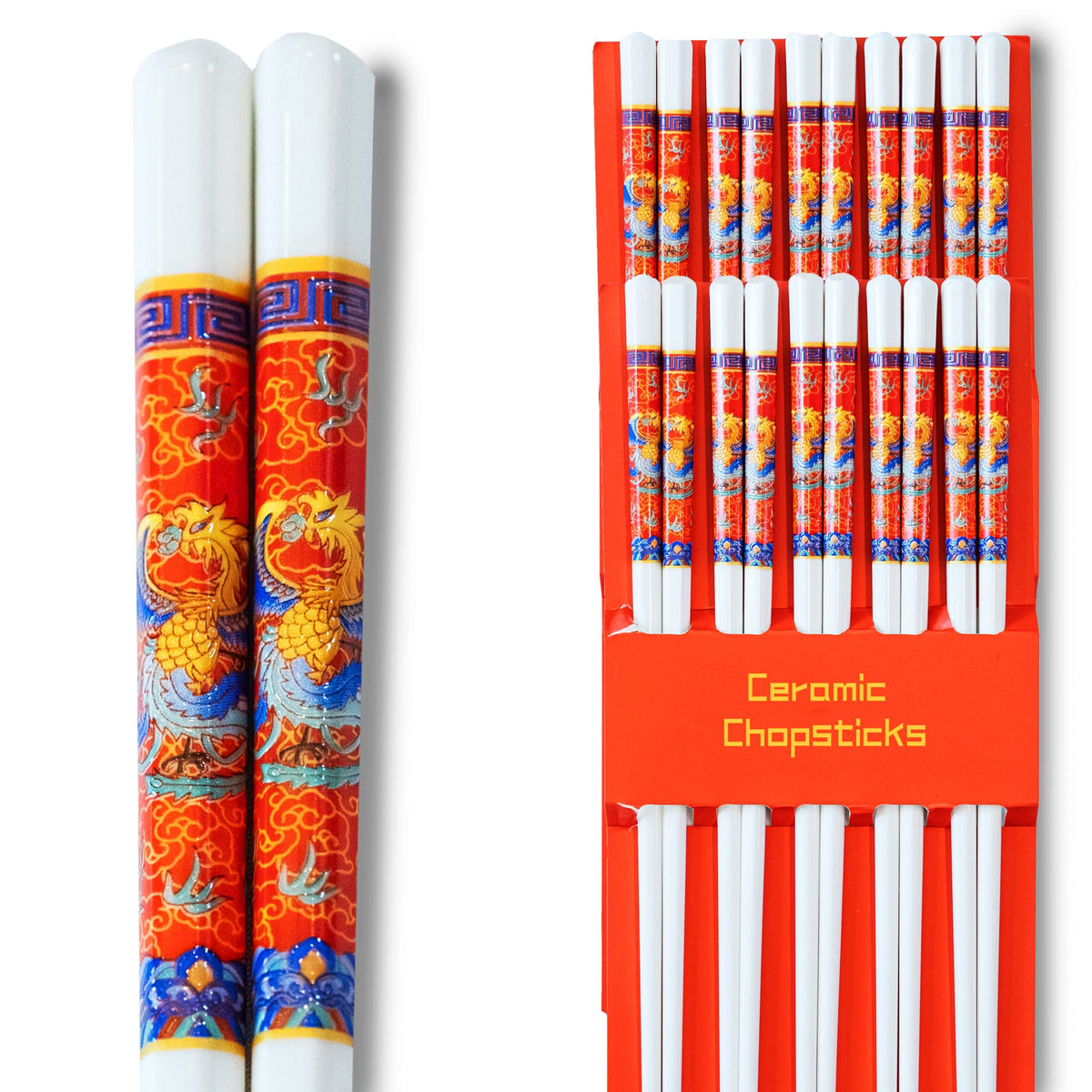 Souped Up Recipes - Ceramic Chopsticks - Red Phoenix Design