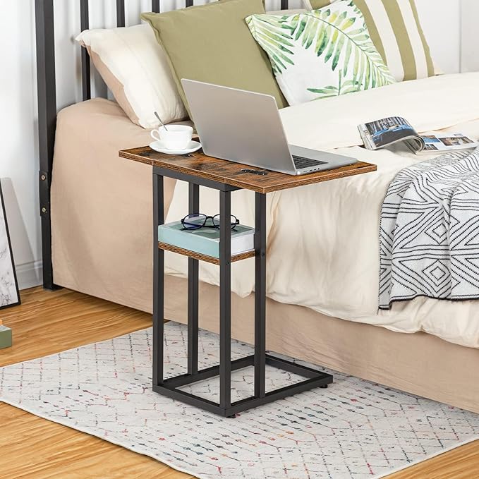 HOOBRO Foldable C Shaped End Table, C Shaped Side Table