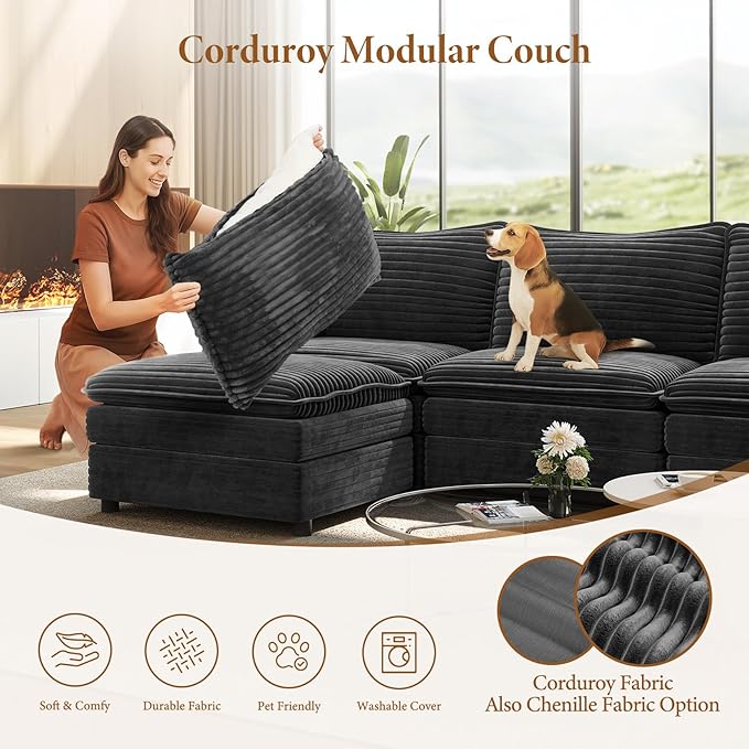 Vesgantti 142" Oversized Sectional Sofa Bed, 8-Seater Modular Sleeper Cloud