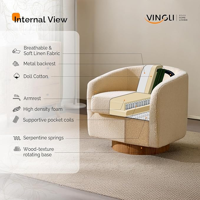 VINGLI 360°Swivel Accent Chair