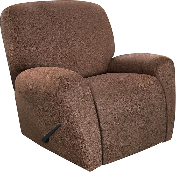 ANARACHON Recliner Chair Covers Leather Look, 4 Pieces Recliner Covers Non Slip