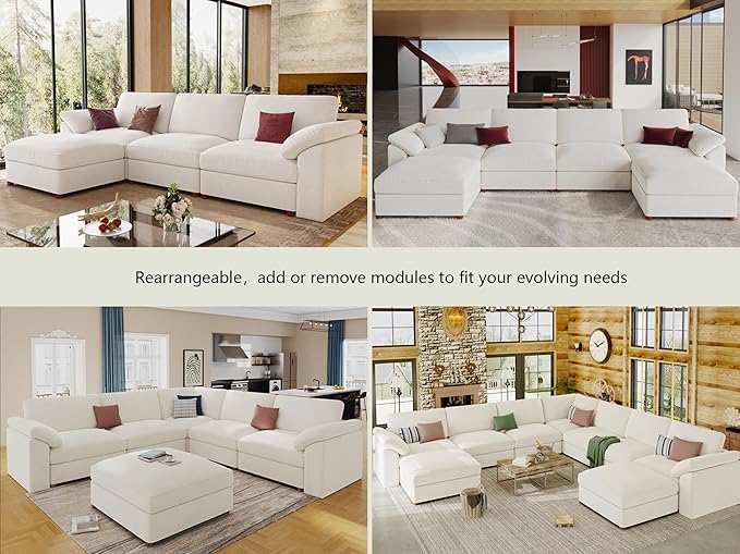 EASE MOOSE Sectional Modular Sofa, Luxury FSC Certified Chenille Comfty Deep