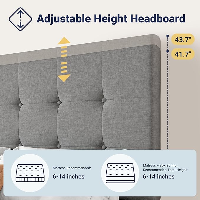 Allewie Upholstered King Size Platform Bed Frame