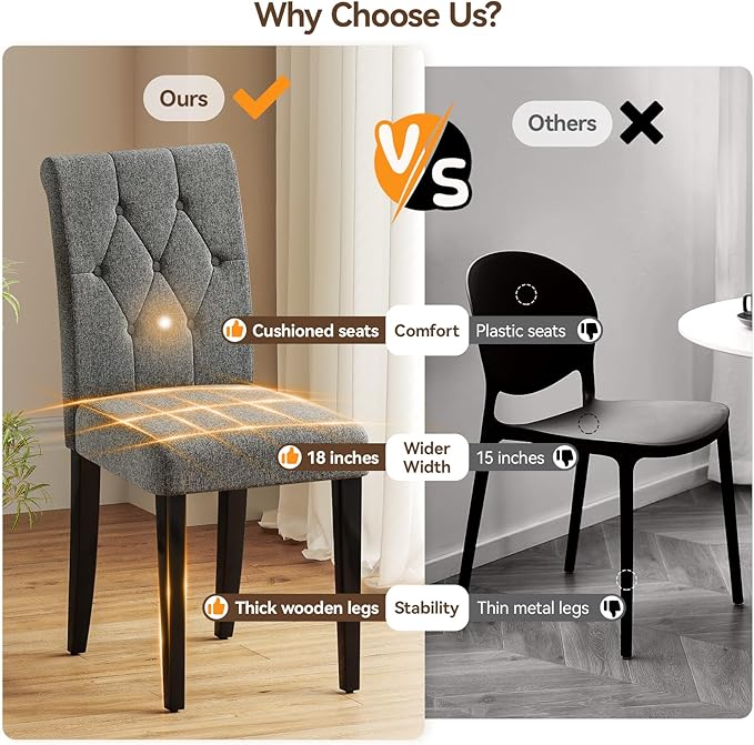 Welzona Upholstered Dining Chairs Set of 6, Button Tufted Parsons Dining Chair