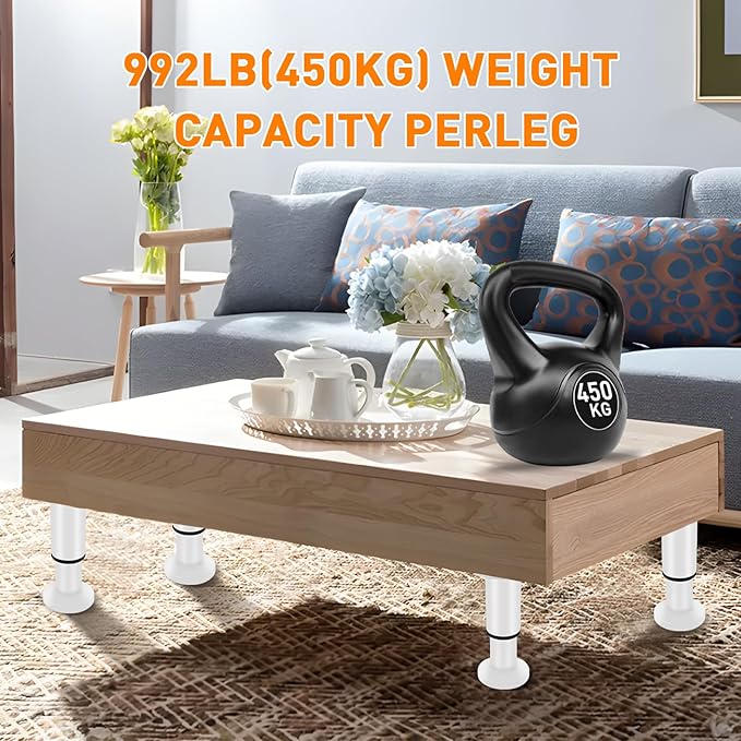 4 Pcs Adjustable Height Furniture Bed Support Legs 3.15-4.72 inch, Metal