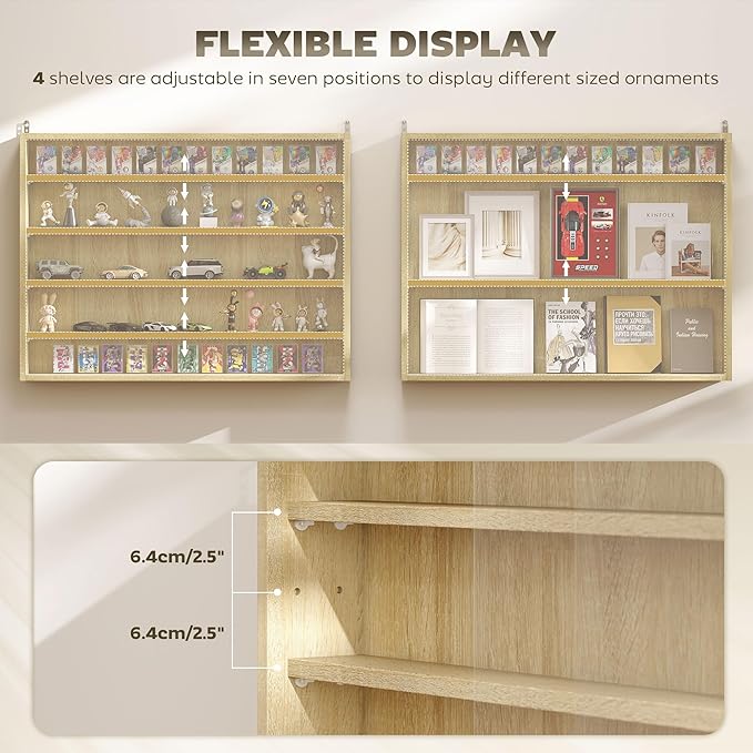 HOMCOM 5-Tier Display Cabinet, Glass Door Cabinet