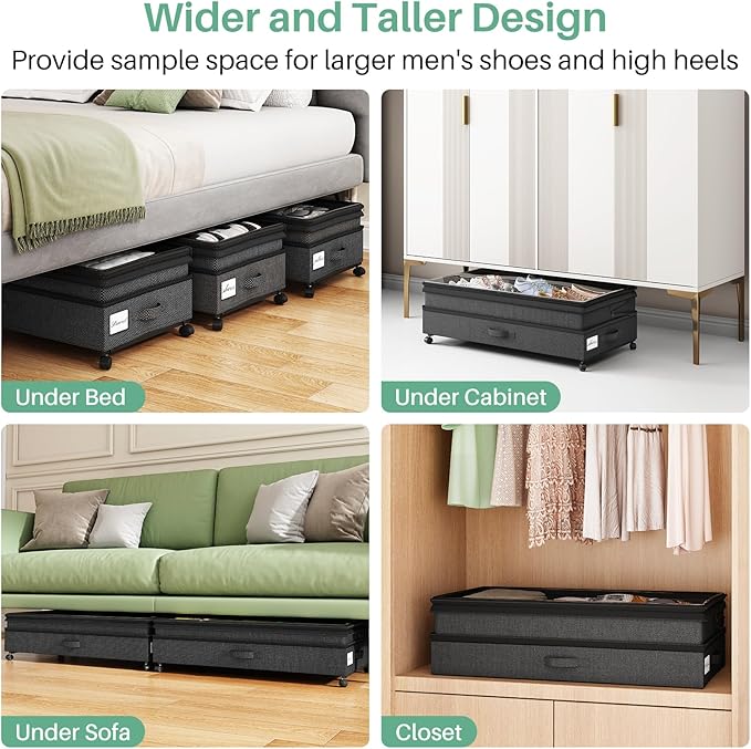 Kitstorack 2Pack Height-adjustable Under Bed Storage