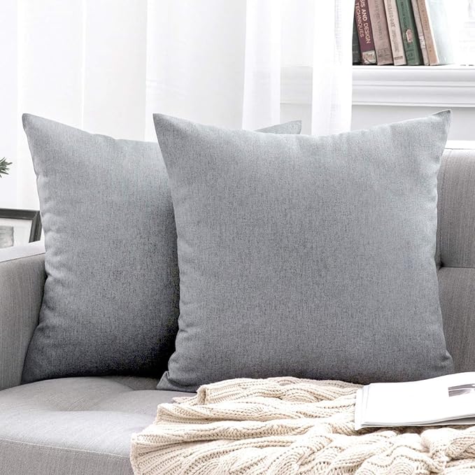 MIULEE Pack of 2 Decorative Outdoor Solid Waterproof Throw Pillow Covers Euro