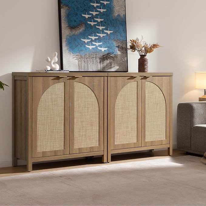SICOTAS Rattan Sideboard Buffet Cabinet