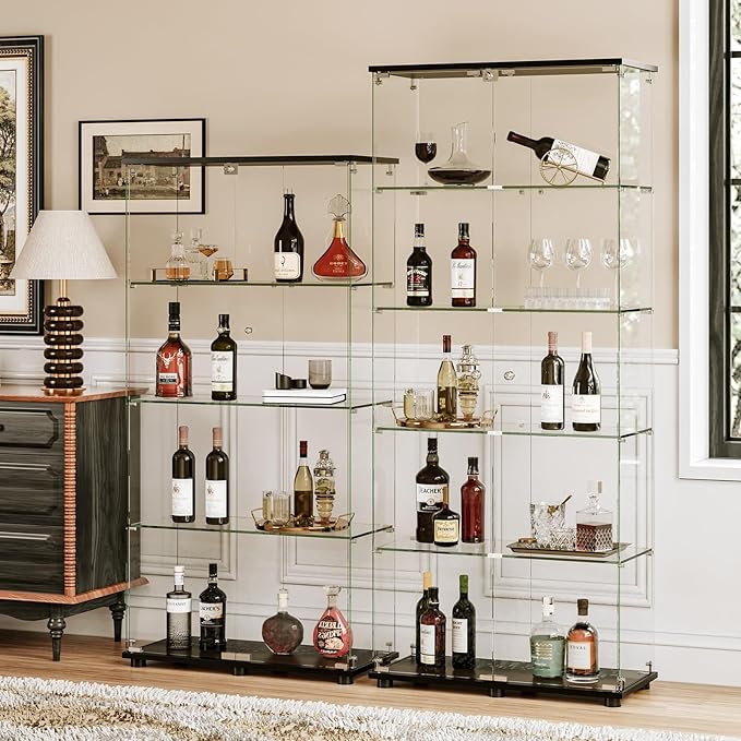 APRILSOUL Glass Display Cabinet 5-Shelf
