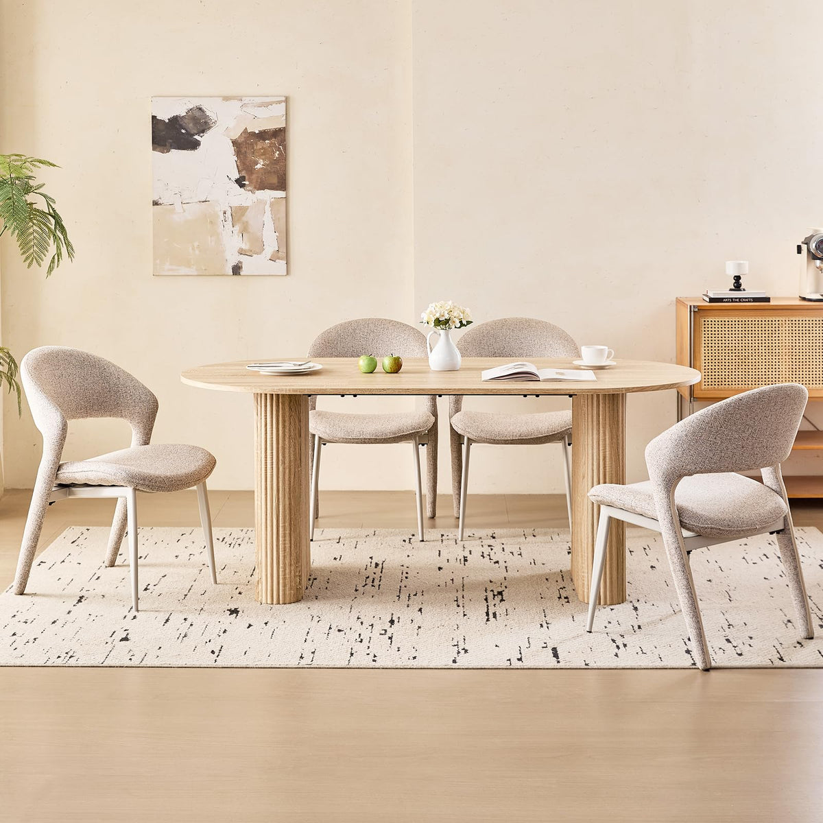 Lecafur HL 70.9" Large Dining Table for 4-6, Rounded Edges, Fully Assembled Table Base, Modern Wood Kitchen Dinner Table, Easy Setup, Natural