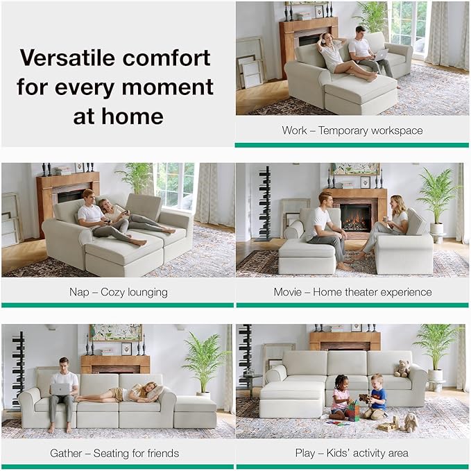 Novilla 138" Modular Sectional Sofa, Modular Sectional Couches