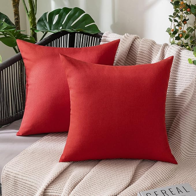 MIULEE Pack of 2 Decorative Outdoor Solid Waterproof Throw Pillow Covers Faux