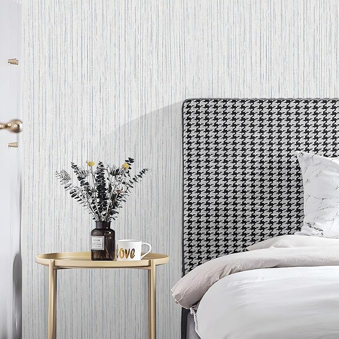 Beige Grey Grasscloth Wallpaper Peel and Stick 15.74" X 472.44" Removable