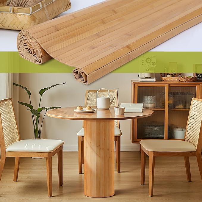 Natural Bamboo Wall Panel 48 x 94.5 Inch, Renewable Pole Wrap Bamboo