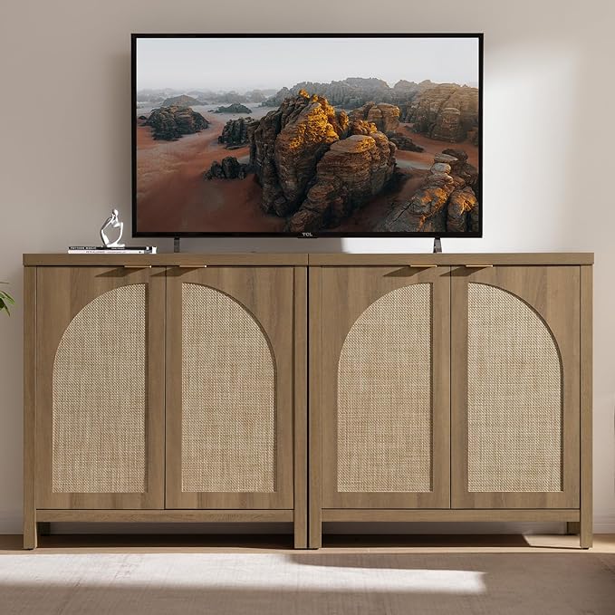 SICOTAS Rattan Sideboard Buffet Cabinet
