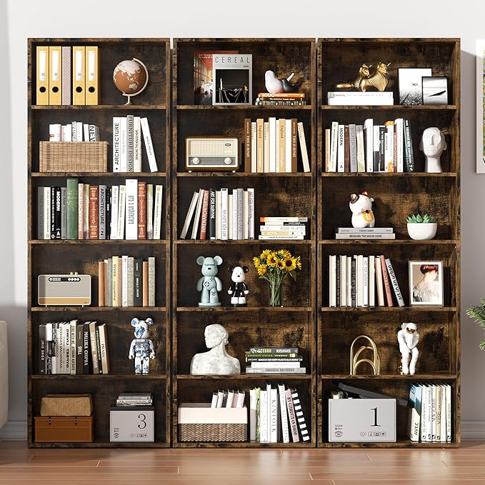 Shintenchi Bookshelf, 6-Tier Open Bookcase and Bookshelves, 6 Shelf Display