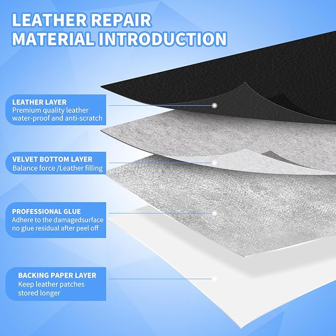 Kangshoon Leather Repair Patches, 17X79 Inch Self-Adhesive Leather Repair Tape