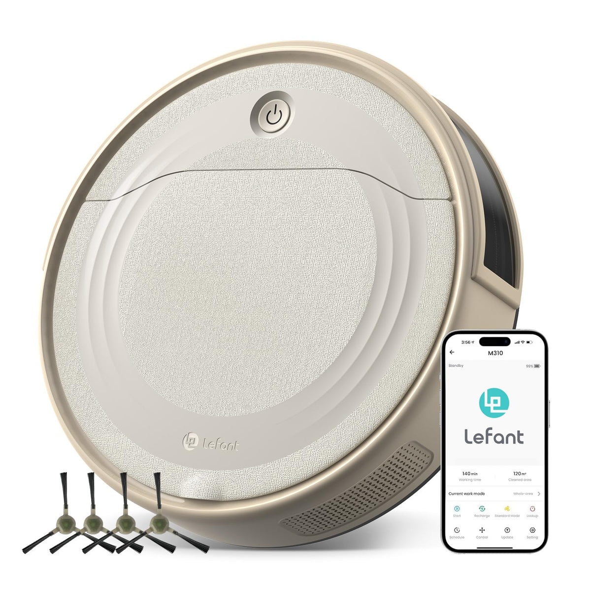 Lefant M310 Robot Vacuum Cleaner-4500Pa Suction, PreciSense Obstacle Avoidance, Brushless Motor, Quite, Slim, 160Mins, Self-Charging Robotic Vacuum, App/Wi-Fi/Alexa, Ideal for Pet Hair Hard Floor