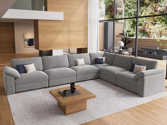 EASE MOOSE Oversized L Shape Sectional Couch, Extra Large Deep seat Gray
