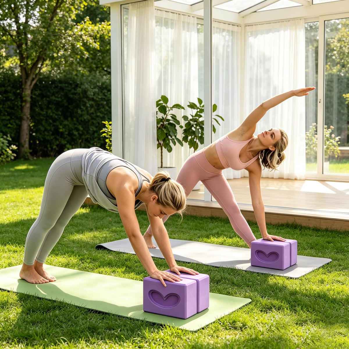 2 Pcs Large Yoga Blocks, Rabbit ear patterned yoga blocks,Supportive Latex-Free Eva Foam - Soft Non-Slip Surface with Beveled Edges for Yoga, Pilates, Meditation - Yoga Accessories for Stability, Balance, Deepen Stretches,yoga blocks set