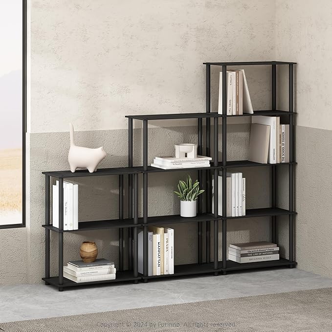 Furinno Turn-N-Tube Book Shelf, 5-Tier Bookshelf, Bookcase