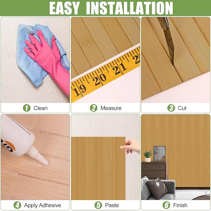 2 Pack Bamboo Wall Panel for Interior Wall Decor, Renewable Pole Wrap