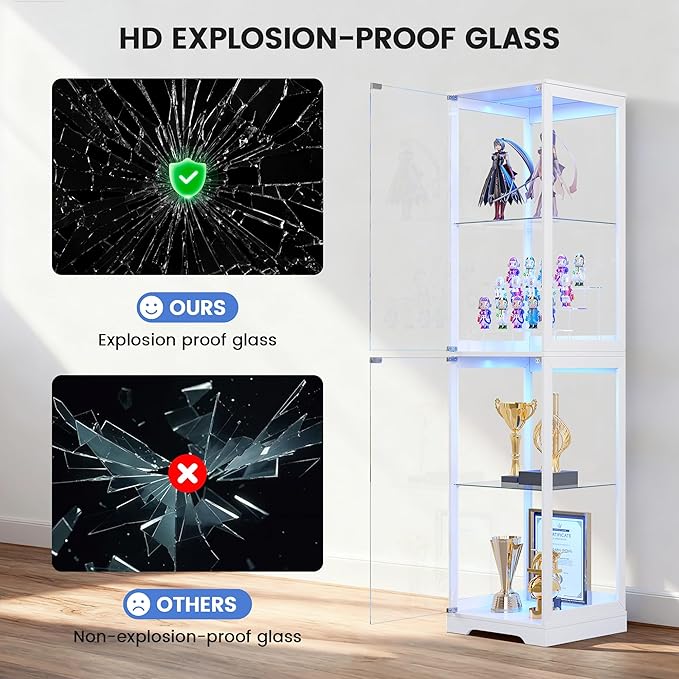Glass Display Cabinet with Doors, Bookcase