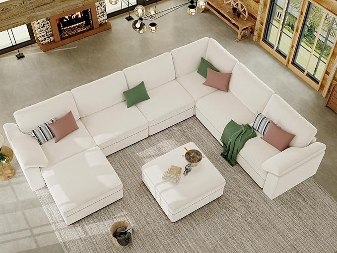 EASE MOOSE Oversized Sectional Modular Sofa，Comfty U Shape Sectional FSC