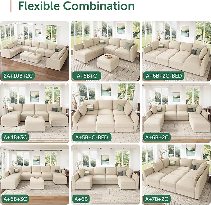HONBAY Modular Sectional Sofa Sleeper Couch