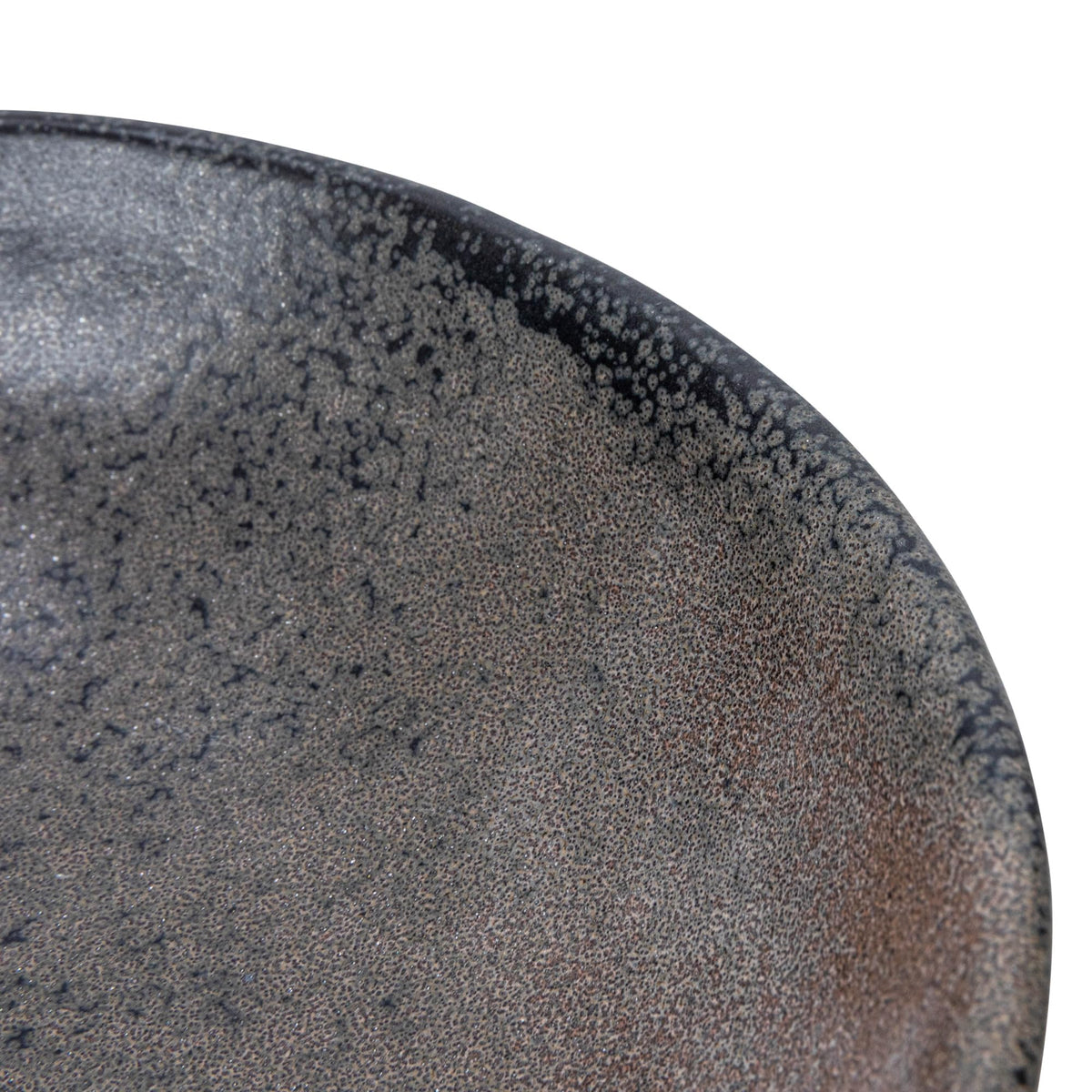 Creative Co-Op Stoneware Bowl with Handle and Base, Black Reactive Glaze