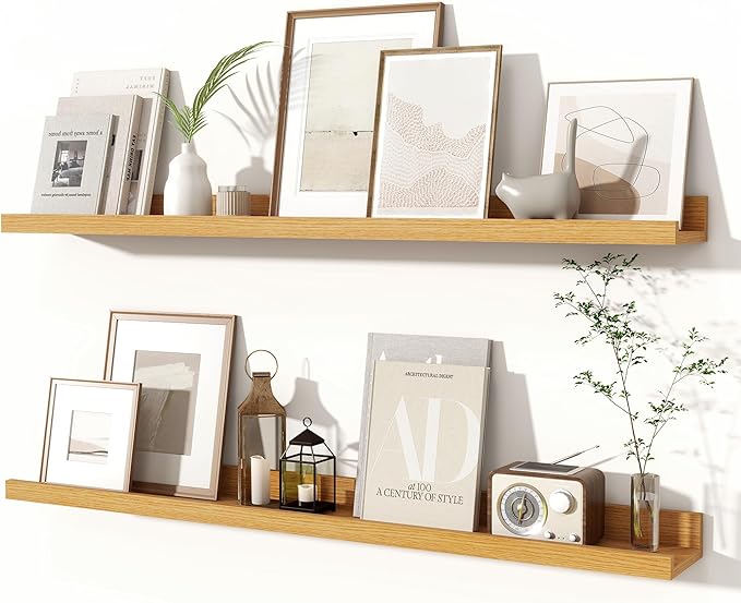 Fun Memories Picture Ledge Shelves Set of 2, 36 Inch Rustic Wall Mounted