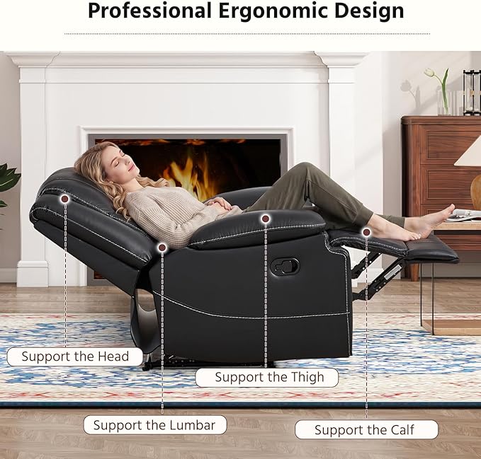 ANJ Premium Genuine Manual Reclining Sofa Set, Included Manul Recliner Chair