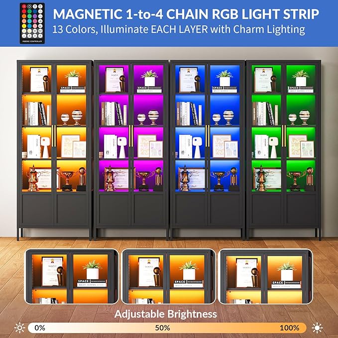 5-Tier Glass Display Cabinet