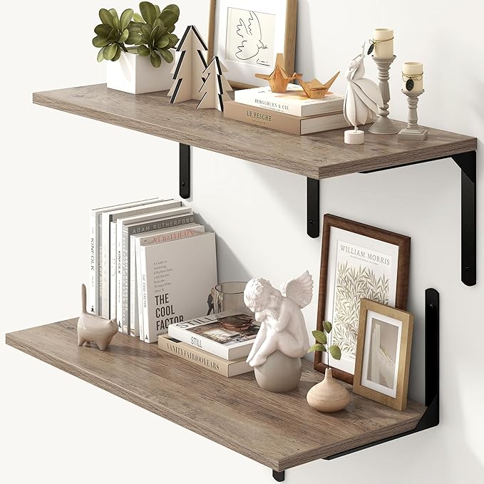 Fun Memories Floating Shelves for Wall, 12 Inch Deep Floating Shelves Set of 2