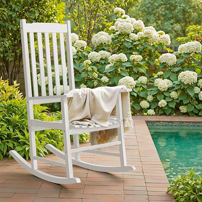 Flamaker Outdoor Rocking Chair Oversized Wooden Patio Chairs