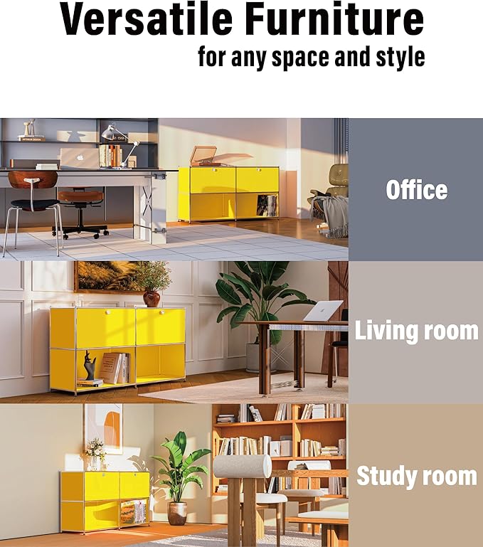Metal Sideboard with 2 Flap Doors, DIY Modern Home Furnishing, Foyer