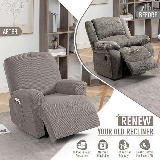 TAOCOCO Oversized Recliner Chair Covers, 1 Seater Streach Recliner Covers Soft