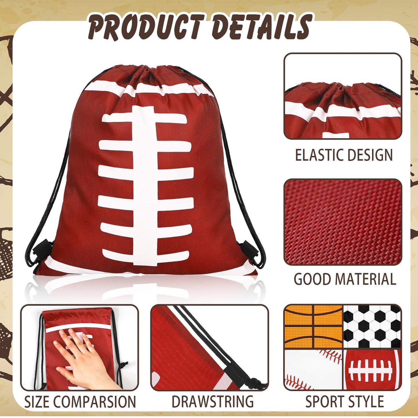 Shappy 12 Pieces Sport Drawstring Bags Bulk Small Sport Goodie Bags Snack Treat Backpack for Ball Birthday Party Favor Team Gifts(7 x 10 Inch)