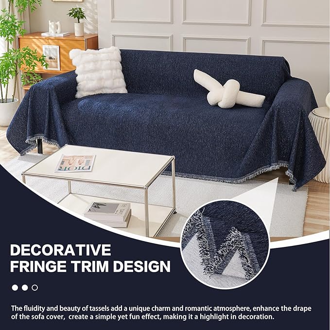 DREAMINGO Chenille Couch Cover Modern Solid Versatile Sofa Covers