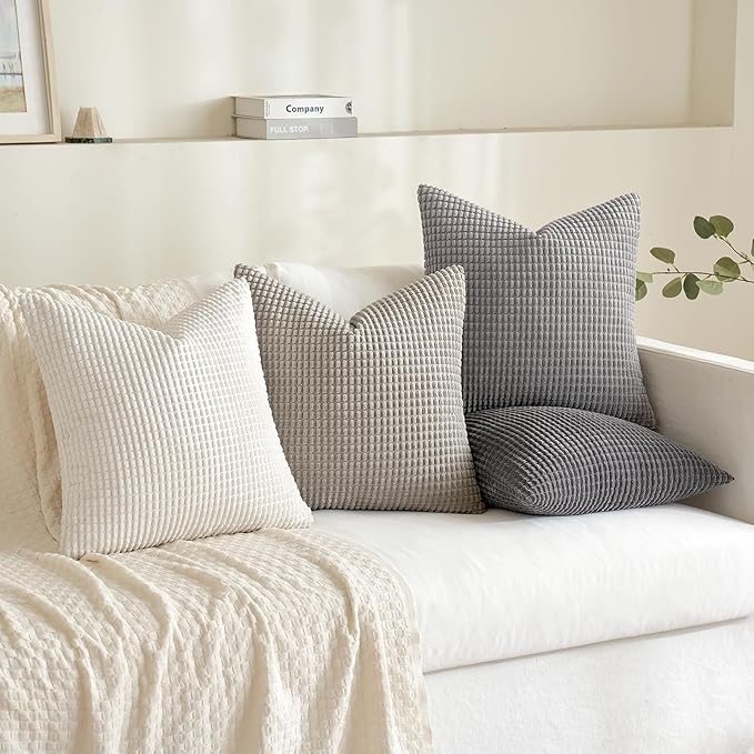 MIULEE Timeless Neutral Pillow Covers 20x20 Inch Set of 4 Mid Century Modern