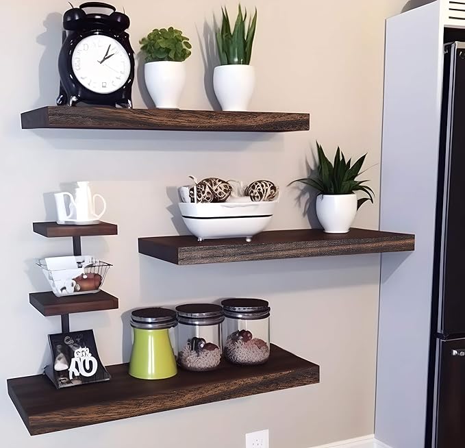 YYWUOJJ Wood Floating Shelves for Wall Decor, Rustic Wall Shelves for Bedroom