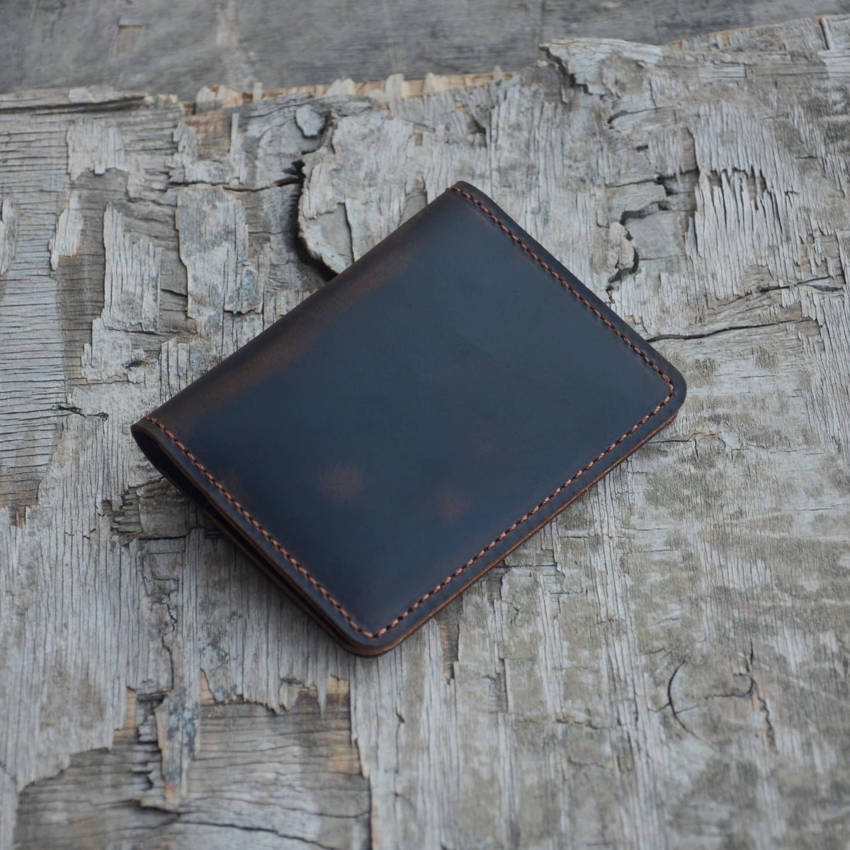 JJNUSA Handmade Distressed Men's Minimalist Leather Wallet Card Holder Wallets for Gifts style2 Darkbrown