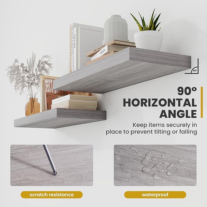 Acovy 72 Inch Floating Shelves, 9.3" Deep Floating Shelf Wall Mounted, Rustic