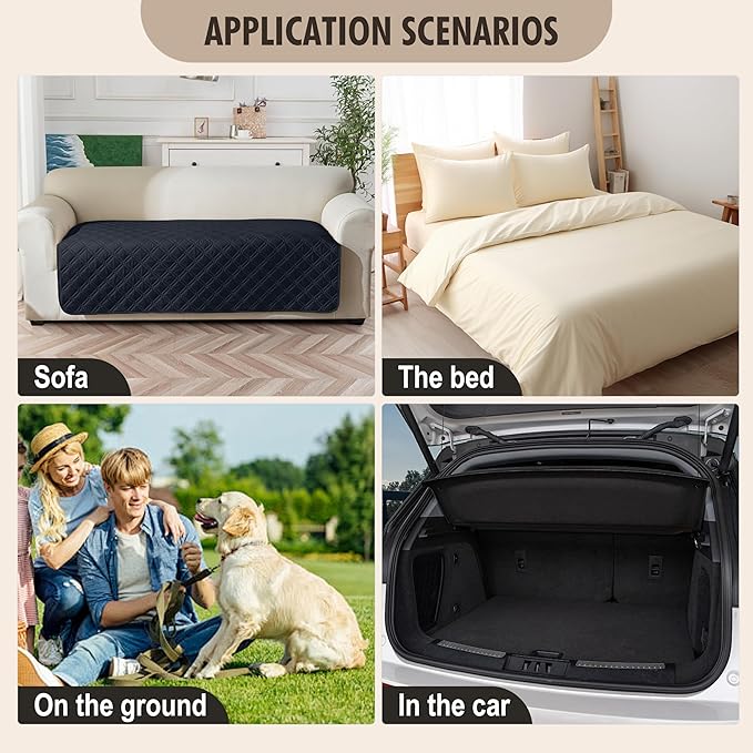 Genina Waterproof Couch Cover, Washable Anti-Slip 86.6 inch Sofa Covers
