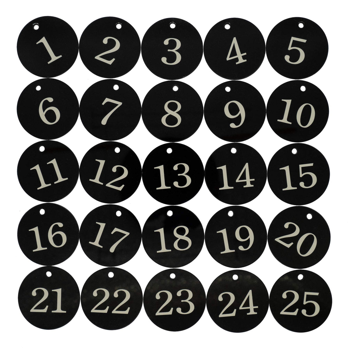 StayMax Acrylic ID Number Tags Key Tags with Key Rings Black (0-10)