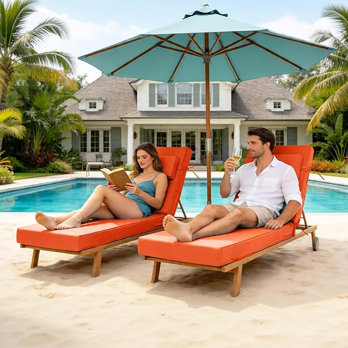 Chaise Lounge Cushions Outdoor 80x26x6 Inch, Fade Resistant 6'' Thicken Outdoor