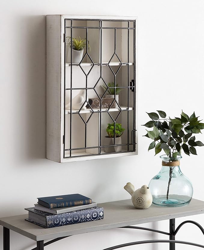 Kate and Laurel Megara Decorative Wooden Wall Hanging Curio Cabinet