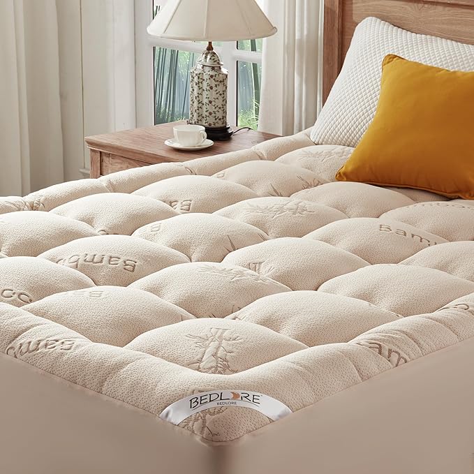 BEDLORE Full Size Mattress Topper Viscose Derived from Bamboo, Thick Pillow Top